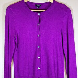 #48 Women's Ann Taylor Factory Button Cardigan, Purple, Size Medium